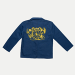 Veste Bleu de Chine bleue Campate Felici', coupe droite avec boutonnière chinoise, alliant tradition et modernité