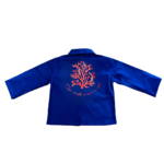 Veste Bleu de Chine pour enfant, u Curaddu, le corail mate floqué sur le dos