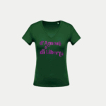 T-SHIRT FEMME Vert Col V - D'AMORE È DI LIBERTÀ violet