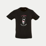 T-shirt noir enfant floqué A donna faci L'Omu, lunette de soleil paillettes rose, la femme fait l'homme