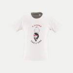 T-shirt blanc enfant floqué A donna faci L'Omu, lunette de soleil paillettes rose, la femme fait l'homme