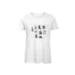 T-shirt femme blanc Aiacciu Bellu, coupe droite avec emblèmes ajacciens