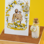 Fiole de sel protectrice avec médaille de San Ghjise (Saint Joseph), objet artisanal inspiré des traditions corses