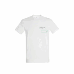 Tee-shirt pour homme brodé Ti tengu caru, message en bulle brodée façon SMS avec "..." et "Ti tengu caru", coupe droite en blanc