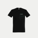 Tee-shirt pour homme brodé Ti tengu caru, message en bulle brodée façon SMS avec "..." et "Ti tengu caru", coupe droite noire