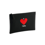 Pochette noire petit format brodée au grand cœur corse "di Core"