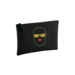 Pochette noire petit format, Famiglia Libertà Nazione Corsica, cagoule, lunette doré et rouge à lèvres