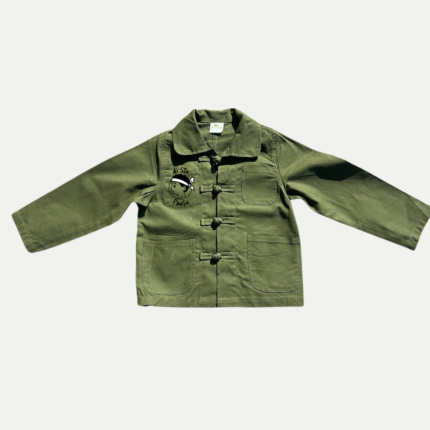 Bleu de Chine kaki pour enfant Di stu paese, motif personnage corse avec bandera, coton doux et coupe unisexe