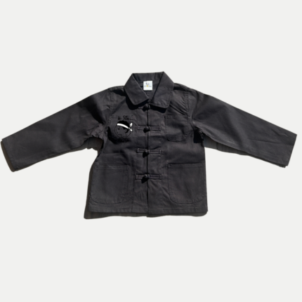 Bleu de Chine noir pour enfant Di stu paese, motif personnage corse avec bandera, coton doux et coupe unisexe