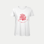 T-shirt u Curaddu rouge à paillettes, corail corse, en blanc coupe femme