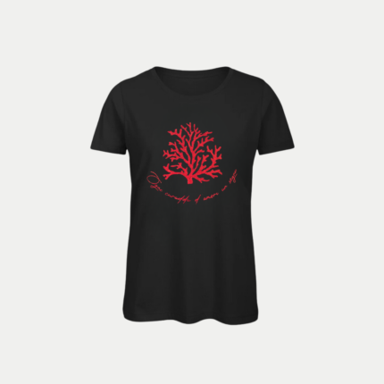 T-shirt curaddu, corail corse, en noir coupe femme