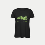 T-shirt A filetta verte à paillettes sur noir, coupe femme