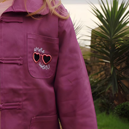 Bleu de Chine violet pour enfant Amore Subitu, avec motif lunettes en forme de cœur rose en zoom