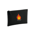 Pochette noire petit format brodée, Focu a ceppu, la chaleur corse