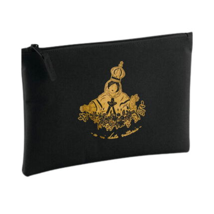 Pochette noire brodée de la Madonuccia, sainte protectrice d'Ajaccio en corse