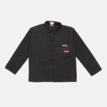 Bleu de Chine corse en noir brodé Basgi Basgi, des bisous sur un bleu de Chine brut