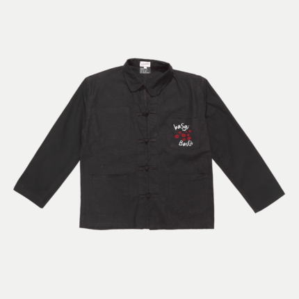 Bleu de Chine corse en noir brodé Basgi Basgi, des bisous sur un bleu de Chine brut