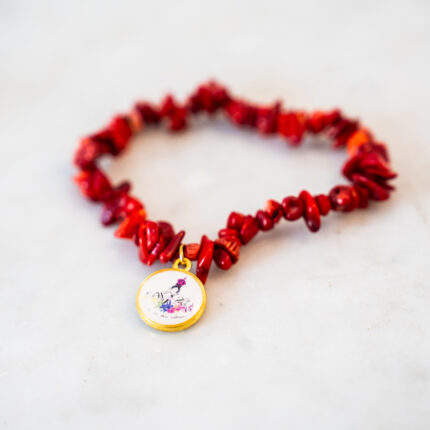 Bracelet tout corail avec la médaille de la Madonuccia saint vierge protectrice d'Ajaccio signée L'Oru