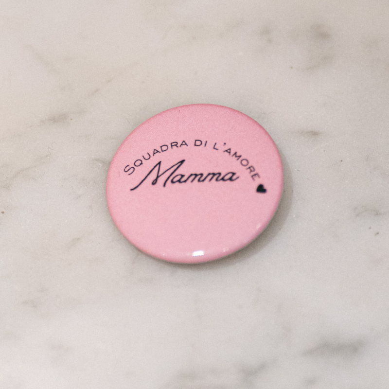Badge corse rond rose inscription mamma squadra di l'amore – cadeau fête des mères L'Oru Ajaccio