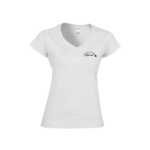 T-shirt femme col V blanc broderie noire Mamma Squadra di l'amore – L'Oru fête des mères Corse