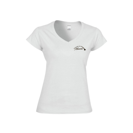 T-shirt femme col V blanc broderie noire Mamma Squadra di l'amore – L'Oru fête des mères Corse