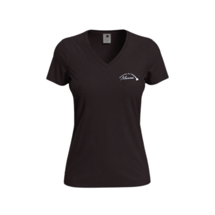 T-shirt femme col V noir broderie blanche Mamma Squadra di l'amore – L'Oru fête des mères