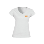 T-shirt femme col V blanc broderie orange Cool Mamma Club – L'Oru fête des mères Corse