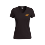 T-shirt femme col V noir broderie orange Cool Mamma Club – L'Oru fête des mères Corse
