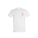T-shirt blanc brodé "Babbu u rè di core" en rouge, comme une carte roi de cœur