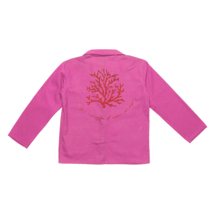 Bleu de Chine de couleur rose floqué avec le corail (u curaddu) en rouge paillette