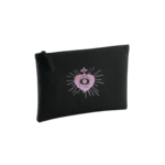 Pochette noire petit format floquée d'un cœur rose pailleté dit Core Francu, un cœur sincère